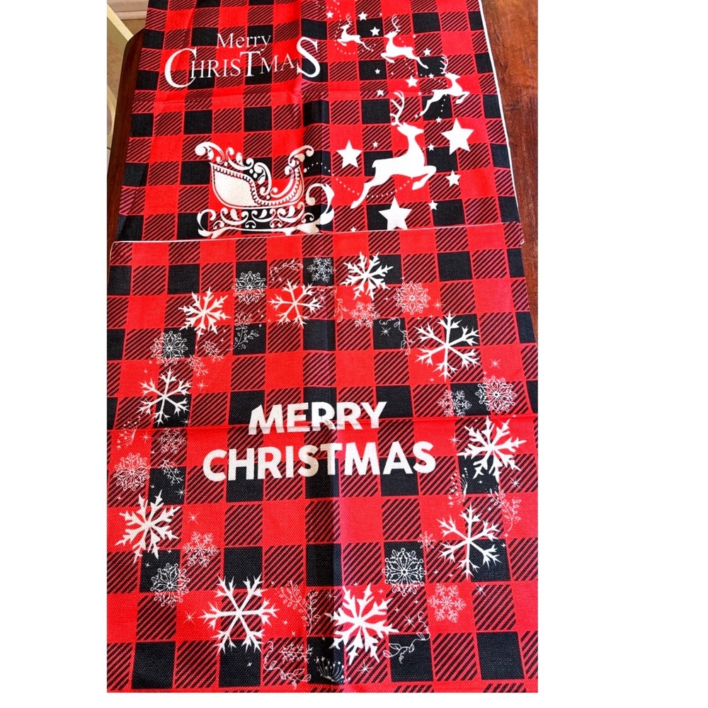 Christmas Pillow Covers 2pc 22x22 Red Black Buffalo Plaid Rustic Holiday